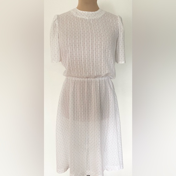 Vintage 80s Tulip Sleeve Dress *Medium/Large* Cotton Blend Rosebud Midi Dress - Picture 2 of 7